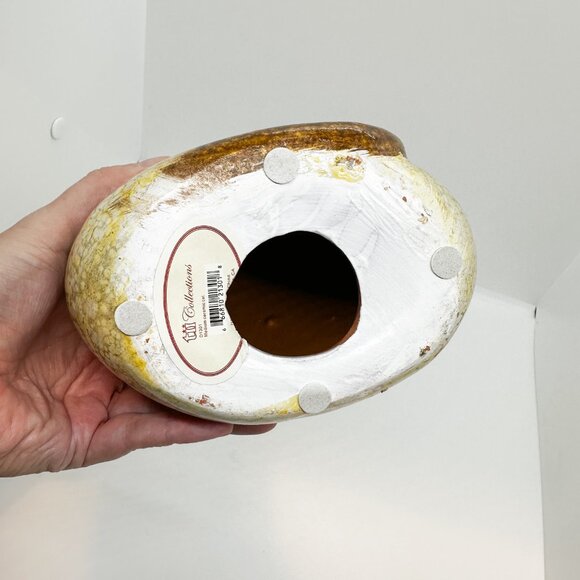 SOLD Vtg Fat Cat Kitty Figurine Redware Pottery Spongeware Ceramic Folk Art - Picture 6 of 6